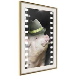 Arkiio Affisch Pig with Mustache [Poster] 20x30 Poster